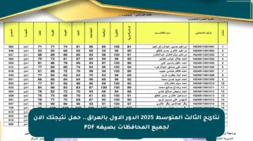نتائج الثالث المتوسط 2025 الدور الأول بالعراق.. حمل نتيجتك الآن لجميع المحافظات بصيغة PDF
